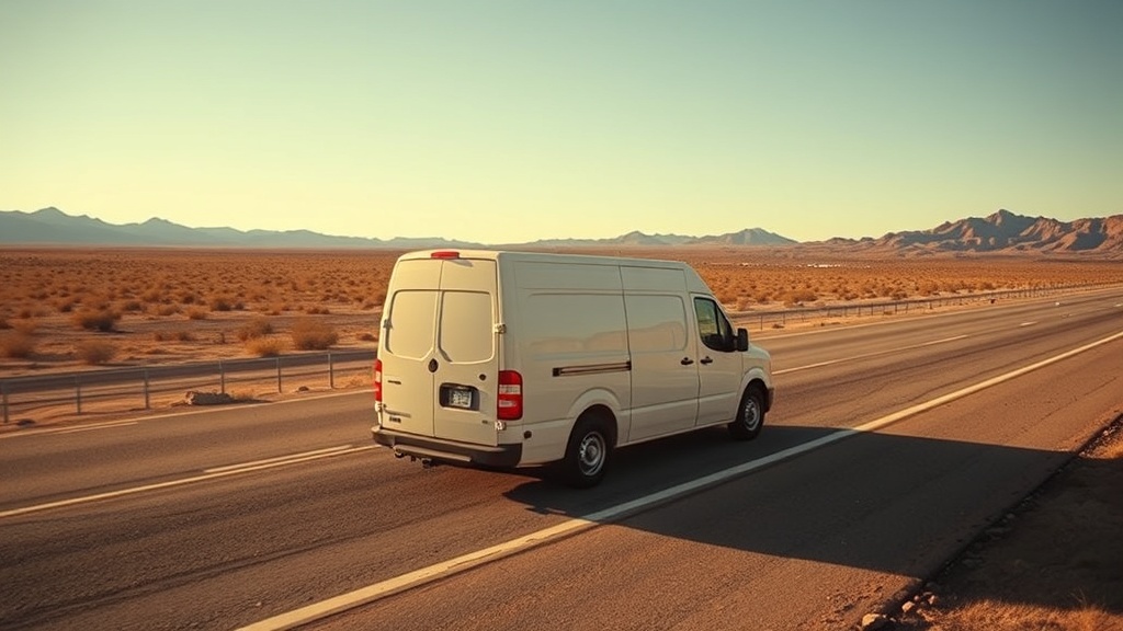 Commercial van parked on Arizona roadway