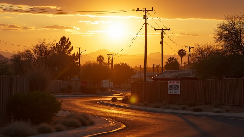 Phoenix Arizona suburban neighborhood at golden hour