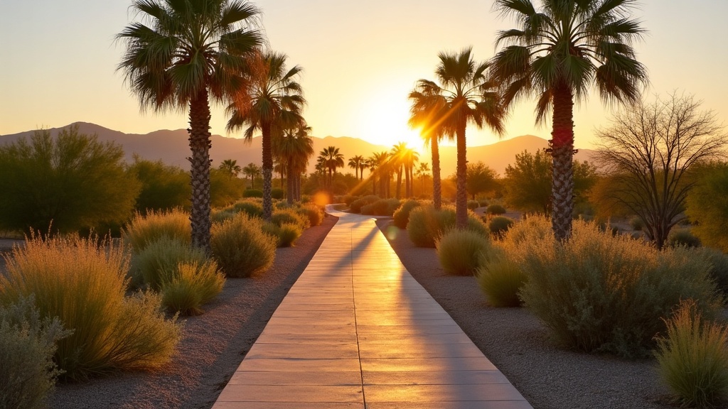Scottsdale Arizona Indian Bend Wash bike path at golden hour