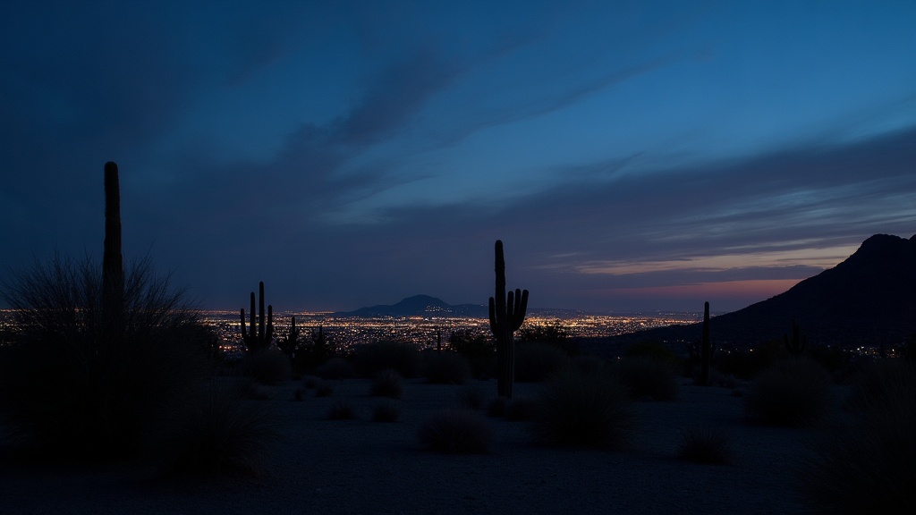 Scottsdale Arizona desert twilight with McDowell Mountains