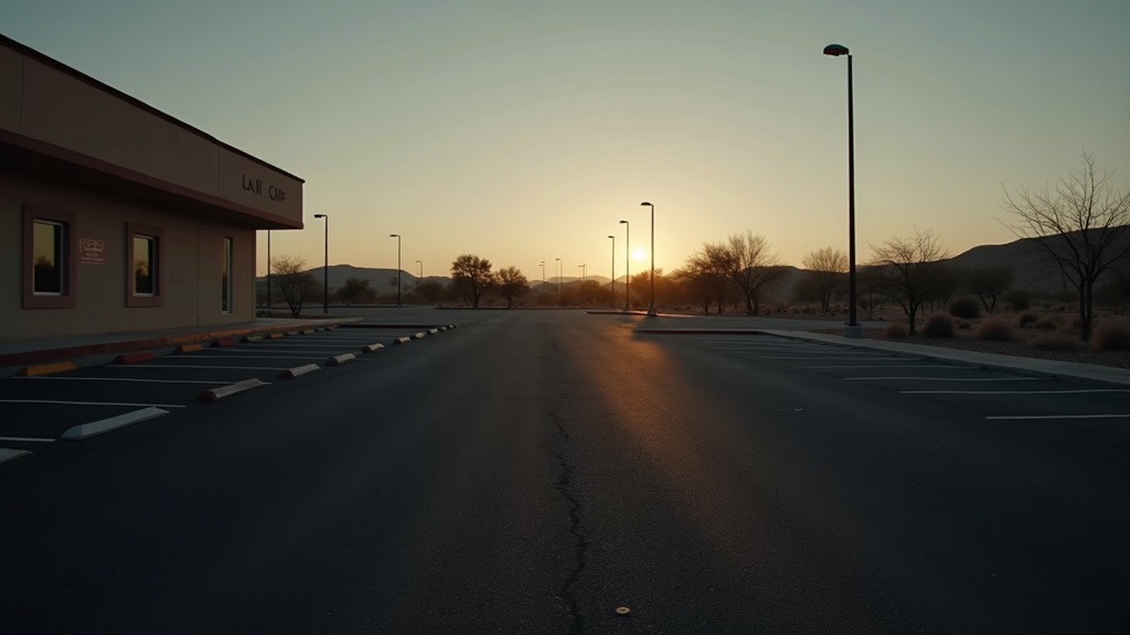 Empty parking bay at dusk