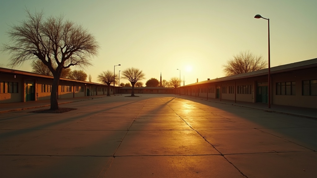 Empty playground at golden hour