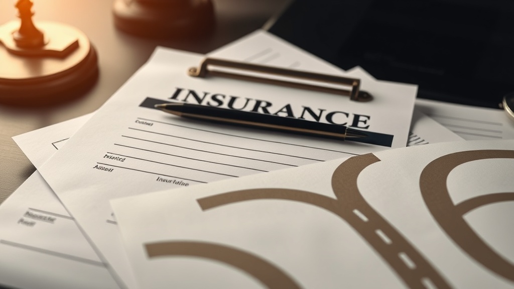 Text-free editorial image of a car crash claim file, insurance cards, and Arizona road symbols.